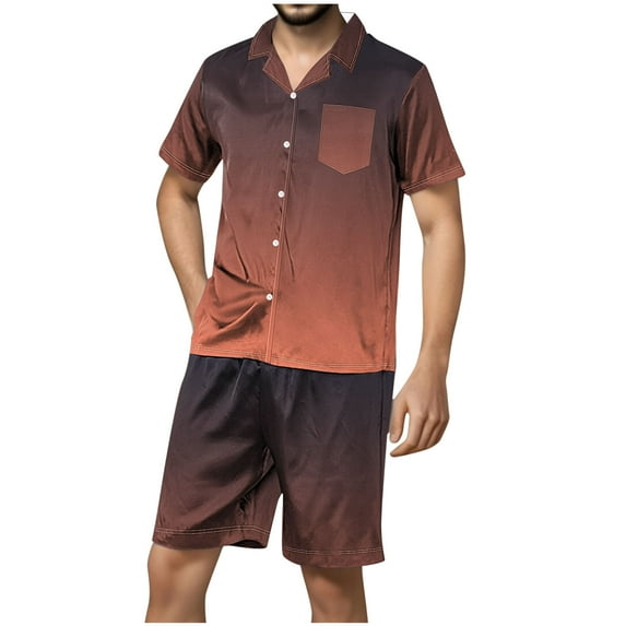 GERsome Men's 2 Piece Pajamas Sets Short Sleeve Button Down Sleepwear and Shorts Soft Loungewear Sets with Pockets S-2XL