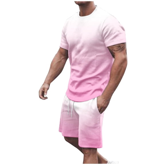 GERsome Men's 2 Piece Summer Lounge Outfits Short Sleeve Crewneck T Shirts and Shorts Loungewear Casual Tracksuit with Pockets M-5XL