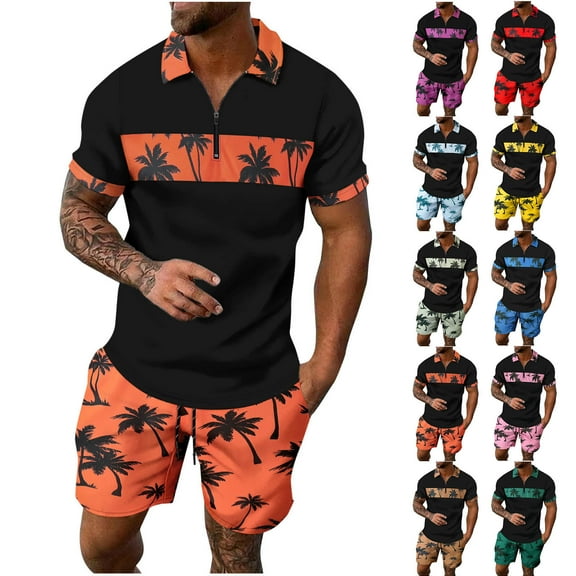 GERsome Men's 2 Piece Tracksuits Sets Quarter Zip Short Sleeve Tops and Shorts Outfits Casual Athletic Jogging Summer Sportswear S-3XL