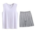 thumbnail image 1 of GERsome Men's 2 Piece Workout Sets V-neck Tank Tops and Shorts Sleeveless Gym T Shirts Fitness Athletic Muscle Tee ﻿Shorts Summer Loungewear L-5XL, 1 of 3