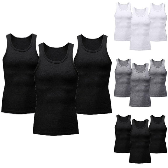GERsome Men's 3 Packs Quick Dry Workout Tank Tops Gym Muscle Tee Fitness Bodybuilding Sleeveless T Shirts M-3XL