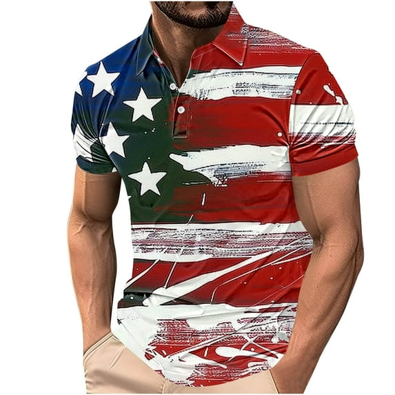 GERsome Men's 4th of July T Shirts Crew Neck Short Sleeve American Flag Patriotic Tops Summer Loose Fit USA Star Stripes Graphic Tee XS-4XL