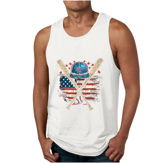 GERsome Men's 4th of July Tank Tops American Flag Graphic Tees Crewneck Sleeveless Patriotic Tshirts Summer Gym Workout Muscle Tee S-4XL