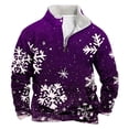 thumbnail image 1 of GERsome Men's Fleece Sweatshirt Long Sleeve Quarter Zip Mock Neck Sweatshirt Xmas Snowflake Graphic Pullover Tops Sizes S-4XL（Purple/S）, 1 of 3