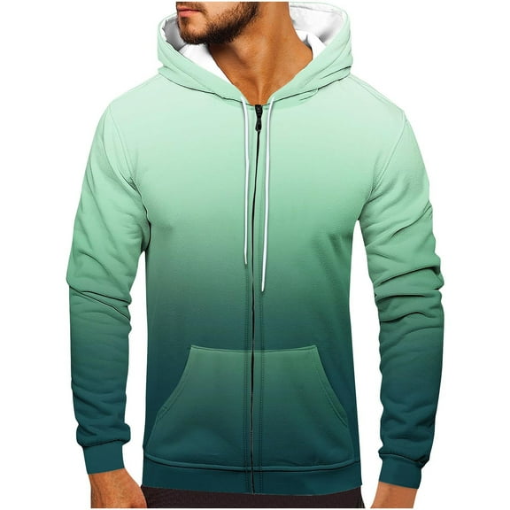 GERsome Men's Gradient Color Block Full Zip Hooded Sweatshirt, Size Small to 3XL