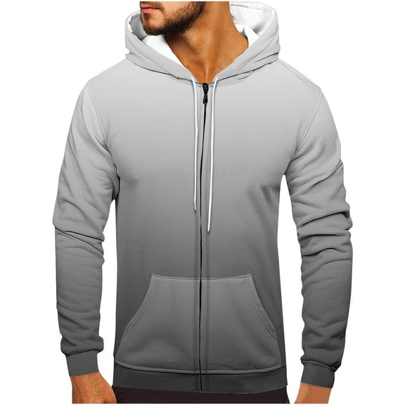 GERsome Men's Gradient Color Block Full Zip Hooded Sweatshirt, Size Small to 3XL