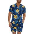 thumbnail image 1 of GERsome Men's Hawaiian 2 Piece Outfits Button Down Short Sleeve Floral Shirts and Shorts Summer Beach Matching Set S-3XL, 1 of 5