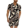 thumbnail image 1 of GERsome Men's Hawaiian 2 Piece Outfits Button Down Short Sleeve Floral Shirts and Shorts Summer Beach Matching Set S-3XL, 1 of 5