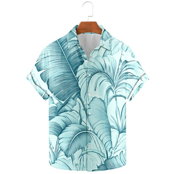 GERsome Men's Hawaiian Floral Short Sleeve Shirts Summer Button Down Tropical Holiday Beach Shirts S-5XL