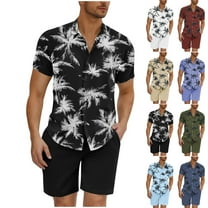 GERsome Men's Hawaiian Matching Sets 2 Piece Button Down Floral Shirts and Shorts Summer Vacation Outfits S-3XL