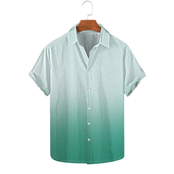 GERsome Men's Hawaiian Shirt Short Sleeve Tropical Vacation Button Down Beach Shirts Gradient Color S-5XL