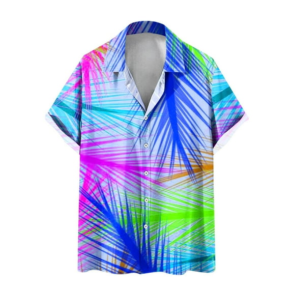 GERsome Men's Hawaiian Shirts Novelty Tie Dye Shirts for Men Short Sleeve Regular Fit Casual Button Down Beach Shirts S-3XL