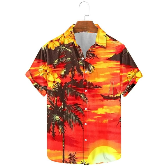 GERsome Men's Hawaiian Shirts Short Sleeve Button Down Beach Vacation Floral Shirts S-5XL
