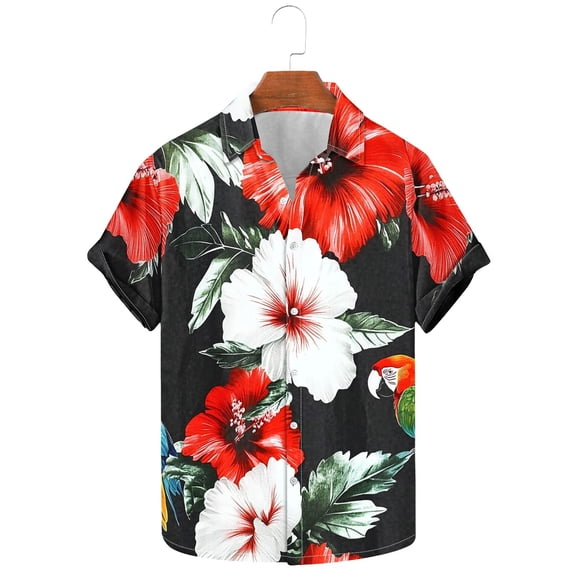 GERsome Men's Hawaiian Shirts Short Sleeve Button Down Beach Vacation Floral Shirts S-5XL