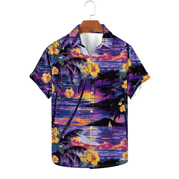 GERsome Men's Hawaiian Shirts Short Sleeve Summer Beach Shirts Button Down Tropical Vacation Floral Shirts S-5XL