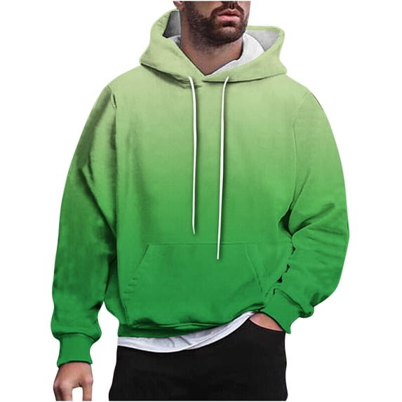 GERsome Men's Hooded Sweatshirt with Pocket Long Sleeve Color Block Pullover Gradient Hoodie Sweatshirt Sizes M-4XL