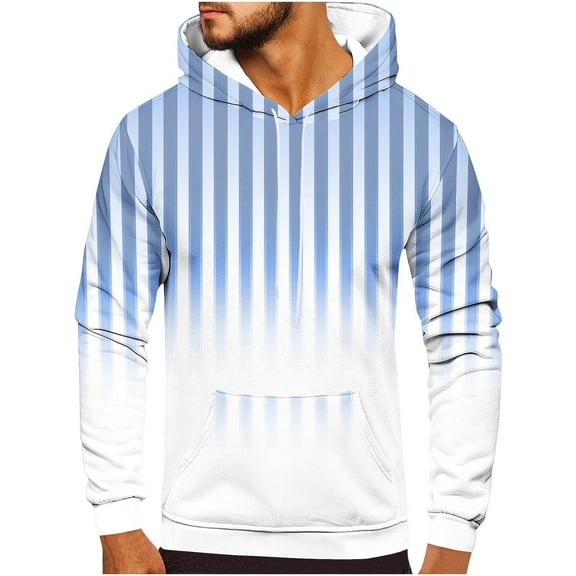 GERsome Men's Hoodies Pullover Casual Striped Color Block Kangaroo Pockets Drawstring Long Sleeve Hooded Sweatshirts S-5XL