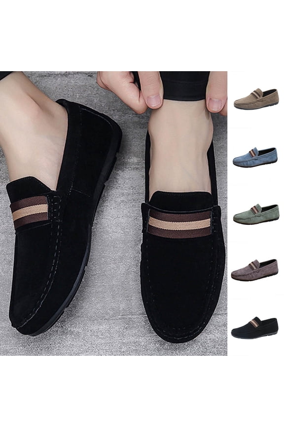 Men's Loafers Closed Toe Slip On Walking Shoes Comfort Outdoor Summer Beach Work Loafers Shoes, Black Size 6