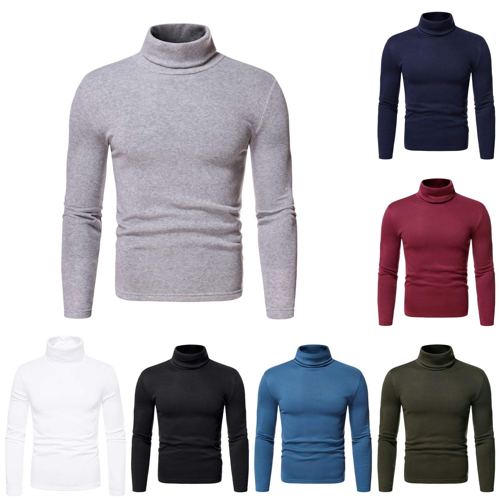 GERsome Men's Mock Turtleneck TShirts Long Sleeve Crewneck Pullover Sweater Basic Designed