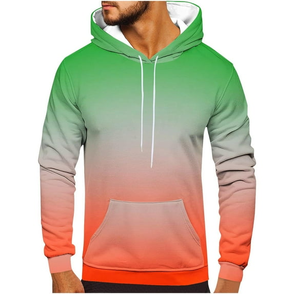 GERsome Men's Pullover Hoodies Long Sleeve Drawstring Casual Gradient Hooded Sweatshirts with Kangaroo Pockets S-5XL