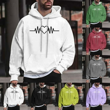 GERsome Men's Pullover Hoodies Long Sleeve Drawstring Casual Print Hooded Sweatshirts Loose Fit Pullover Sweatshirts with Pockets M-4XL