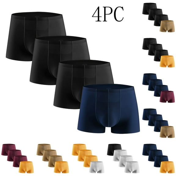 GERsome Men's Quick Dry Breathable Boxer Briefs Seamless Moisture-Wicking Underwear, Assorted Color 4 Pack, Size L-XXXL