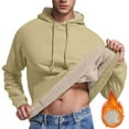 thumbnail image 1 of GERsome Men's Sherpa Hoodie Pullover Winter Thick Warm Fleece Lined Hoodies Athletic Sweatshirts with Kangaroo Pouch Pocket S-3XL, Khaki/L, 1 of 8