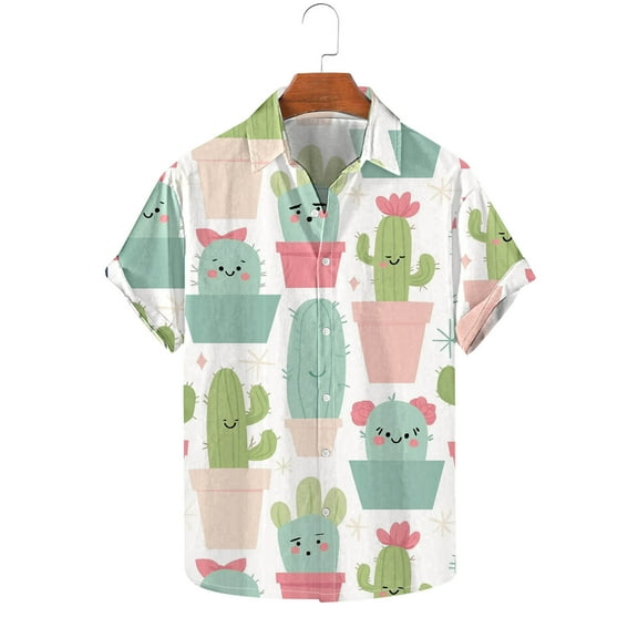 GERsome Men's Short Sleeve Hawaiian Shirts Summer Button Down Floral Shirts Tropical Beach Vacation Tops S-5XL