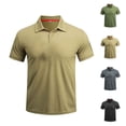 thumbnail image 1 of GERsome Men's Short Sleeve Quick Dry T-Shirts Collared V-Neck Gym Workout Shirts Summer Loose Fit,Khaki,Size L, 1 of 9