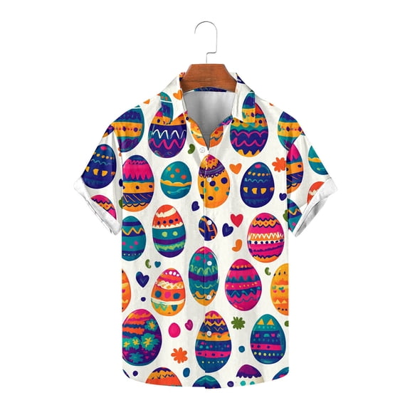 GERsome Men's Short Sleeve Shirts Summer Button Down Graphic Shirts Easter Vacation Tops S-5XL