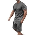 thumbnail image 1 of GERsome Men's Short Sleeve T Shirts and Shorts Sets 2 Piece Workout Outfits Summer Crew Neck Athletic Loungewear Tracksuit with Pockets M-5XL, 1 of 5