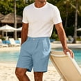 thumbnail image 1 of GERsome Men's Shorts with Pockets Pleated Front Rolled Hem Summer Shorts for Casual Work Vacation Beach Sky Blue Size XL, 1 of 8