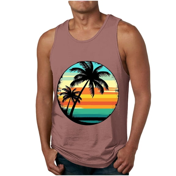 GERsome Men's Sleeveless Tank Tops Casual Crewneck Sports Muscle T-Shirts Hawaiian Floral Beach Vacation Tops for Men S-2XL