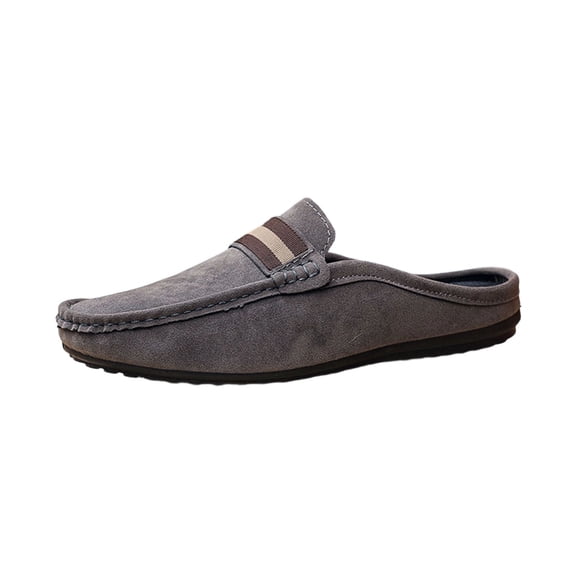 GERsome Men's Slip-On Loafers Closed Toe Comfort Backless Slides for Casual Summer Beach Work, Gray Size 8