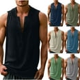 thumbnail image 1 of GERsome Men's Tank Tops Cotton Linen Sleeveless V-Neck T Shirts Basic Solid Color Tank Shirts Summer Beach Vacation Tops S-2XL, 1 of 7