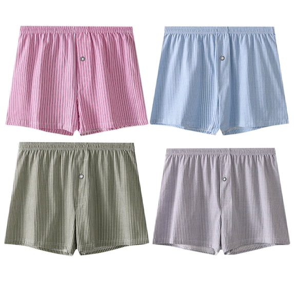 GERsome Men's Underwear Woven Boxers for Men Soft Cotton Boxer Shorts Elastic Waistband Boxer Shorts Underwear for Men Comfortable Casual Loose Breathable Shorts, Assorted Colors, Size M-XXL