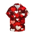 thumbnail image 1 of GERsome Men's Valentine's Day Short Sleeve Shirts Button Down Love Heart Graphic Beach Vacation Shirts S-5XL, 1 of 5
