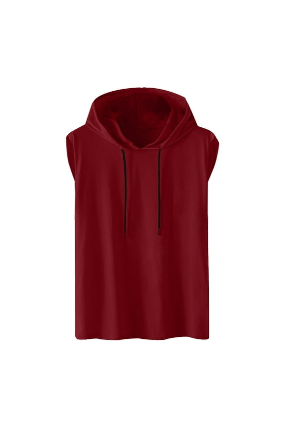 Men's Workout Hooded Tank Tops Solid Color Sports Training Sleeveless Gym Hoodies Bodybuilding Muscle Tee S-4XL