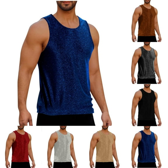 GERsome Men's Workout Tank Tops Round Neck Gym Sleeveless Muscle T Shirts Summer Loose Fit Activewear S-2XL