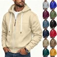 thumbnail image 1 of GERsome Men's Zip Up Hooded Sweatshirt Drawstring Long Sleeve Casual Jacket with Pockets Solid Color, 1 of 7