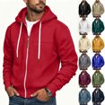 thumbnail image 1 of GERsome Men's Zip Up Hooded Sweatshirt Drawstring Long Sleeve Casual Jacket with Pockets Solid Color, 1 of 7