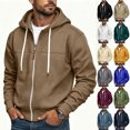 thumbnail image 1 of GERsome Men's Zip Up Hooded Sweatshirt Drawstring Long Sleeve Casual Jacket with Pockets Solid Color, 1 of 7