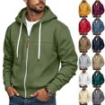 thumbnail image 1 of GERsome Men's Zip Up Hooded Sweatshirt Drawstring Long Sleeve Casual Jacket with Pockets Solid Color, 1 of 7
