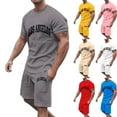 thumbnail image 1 of GERsome Mens 2 Piece Lounge Outfits Short Sleeve Crew Neck Tops Matching Drawstring Shorts Summer Loungewear Tracksuits Sets M-3XL, 1 of 5