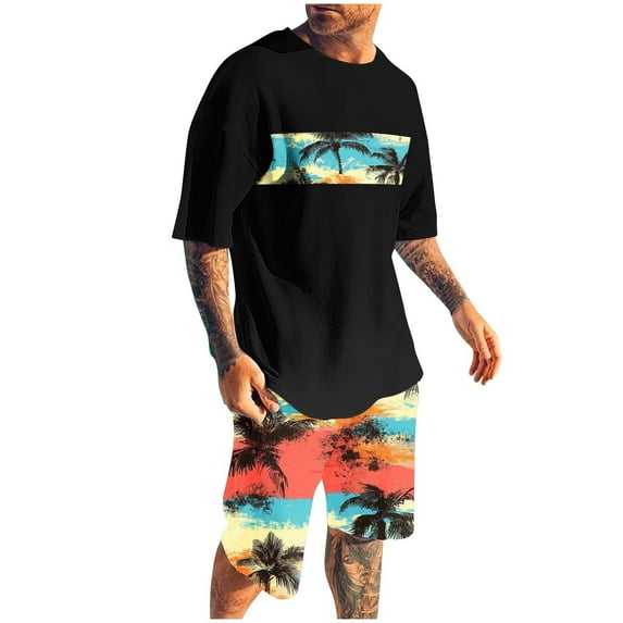 GERsome Mens 2 Piece Loungewear Sets Crew Neck Pullover Tops and Shorts Workout Sports Tracksuit S-4XL