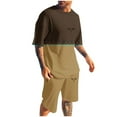 thumbnail image 1 of GERsome Mens 2 Piece Outfits Short Sleeve Crewneck Tops and Shorts Sets Color Block Casual Summer Tracksuits Sets S-4XL, 1 of 5