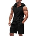 thumbnail image 1 of GERsome Mens 2 Piece Outfits Zip Up Sleeveless Tank Tops and Shorts Sets Summer Athletic Tracksuits Casual Hoodie Sports Gym Sets M-3XL, 1 of 7