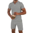 thumbnail image 1 of GERsome Mens 2 Piece Tracksuits Sets Summer Short Sleeve Quarter Zip Pullover Tops and Shorts Outfits Casual Athletic Gym Loungewear M-3XL, 1 of 9