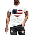 thumbnail image 1 of GERsome Mens American Flag Patriotic T-Shirt 4th of July Crewneck Short Sleeve Summer Loose Fit Tops USA Flag Stars Stripes Heart Graphic Tee M-3XL, 1 of 5