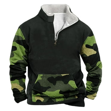 GERsome Mens Color Bock Sweatshirt Stand Collar Quarter-Zip Fleece Pullover Sweatshirts with Front Pockets up to Sizes 4XL,L